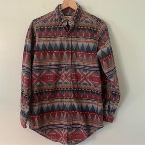 L.L.Bean Vintage Flannel Button Down Shirt - Aztec Southwest pattern